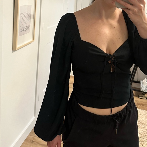 Abercrombie & Fitch Black Smock Long Sleeve Blouse - Picture 7 of 7